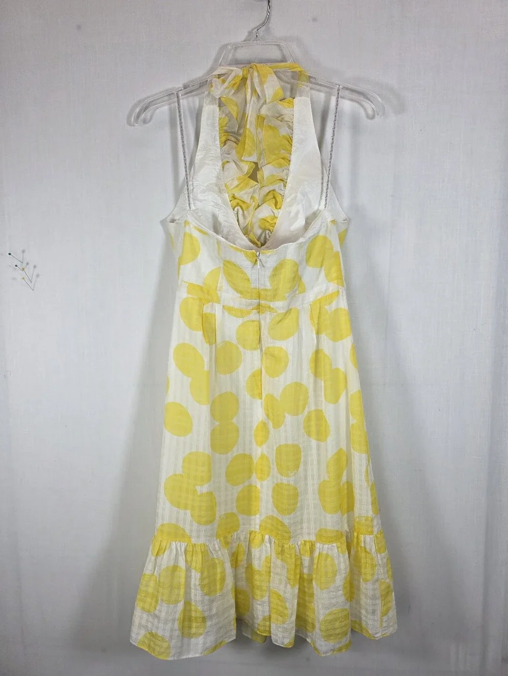 Lilly Pulitzer Silk Cotton Yellow Polka Dot Ruffle Halter Dress Size 4 - Picture 7 of 14